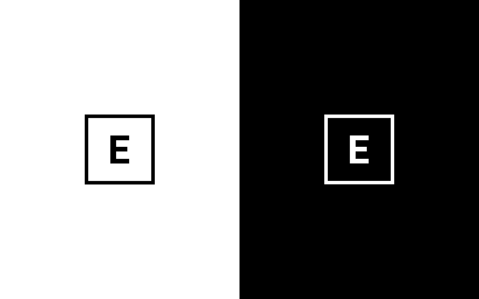 The Ed Bartholomew logo split into two versions, one with the logo black on a white background, the other is white on a black background