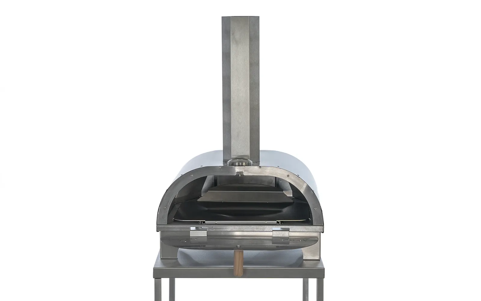 Front of The No.16 pizza oven with the door open against a white background