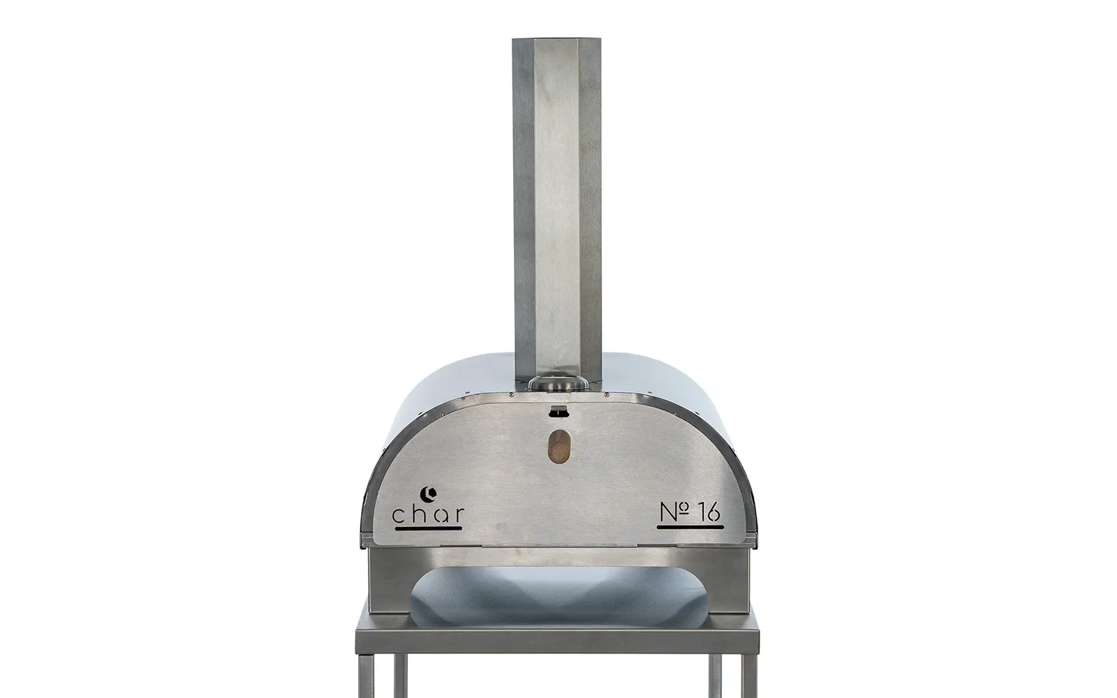 Front of The No.16 pizza oven with the door closed against a white background