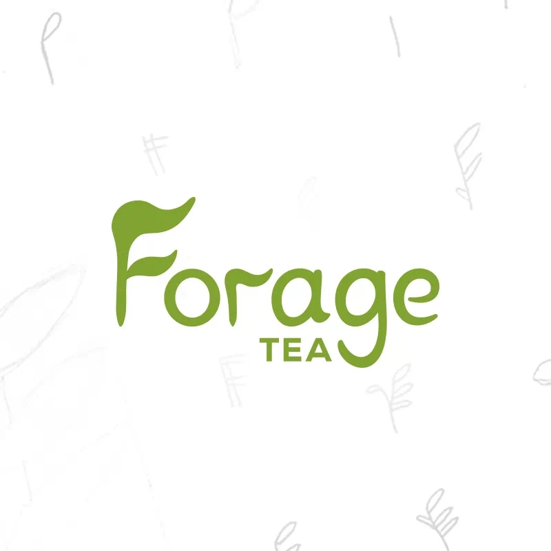 Inspired by nature, the Forage Tea logo is seen on a white background showing initial sketches of the logo
